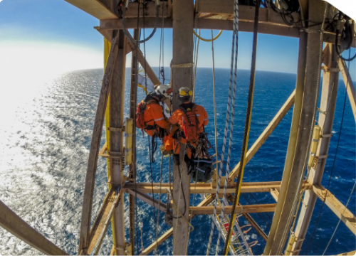 Rope access derrick inspection.