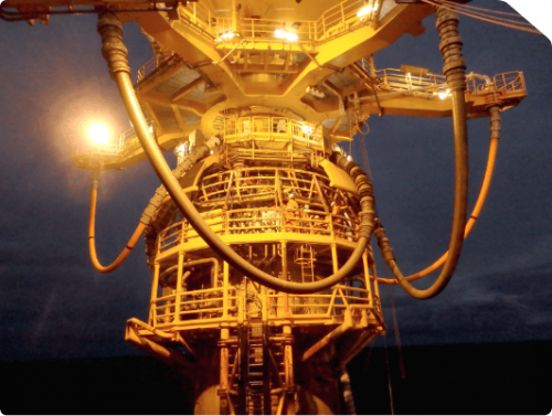 The Okha FPSO riser turret mooring (RTM) taken during a class inspection and remediation package.